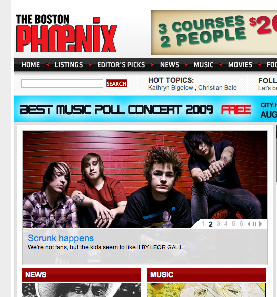 front page of the Boston Phoenix